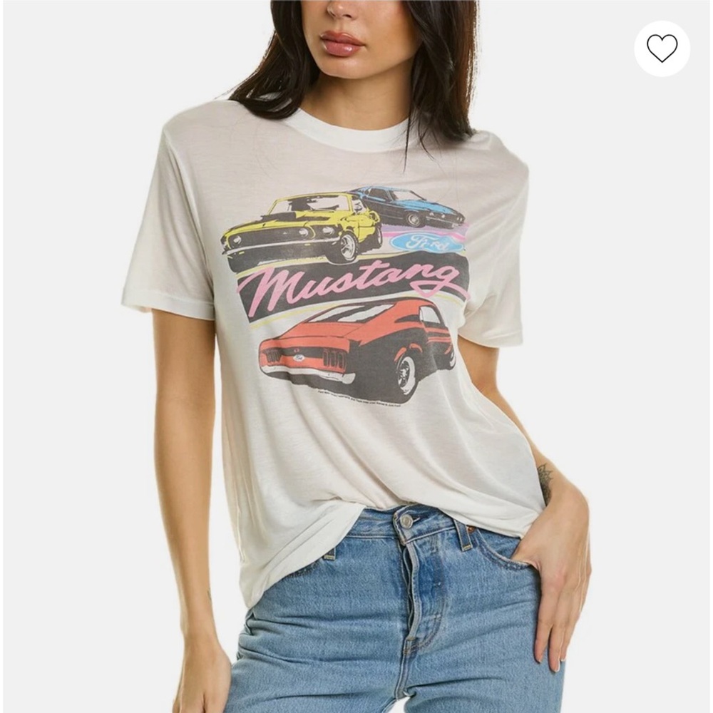 New with Tags - Junk Food Clothing White Mustang Graphic Tee in XL